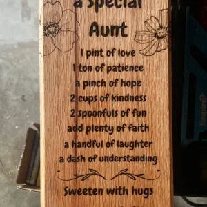 "recipe for love" engraved cutting board